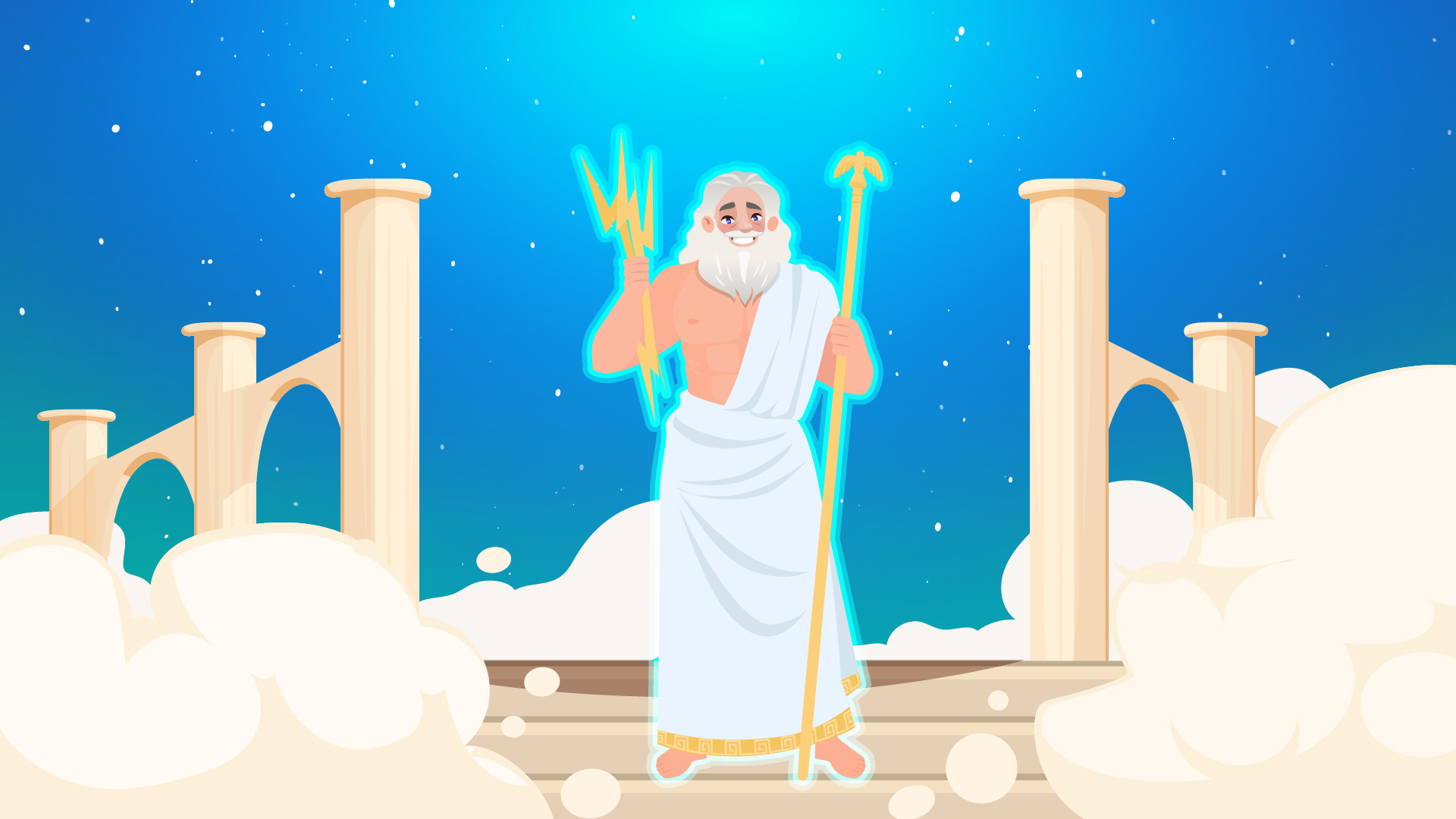 Pantheon of students feature on Ellinopoula depicting Zeus
