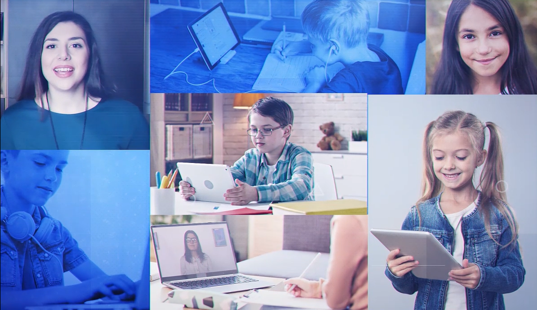 Ellinopoula students and their Live Online Class teacher 