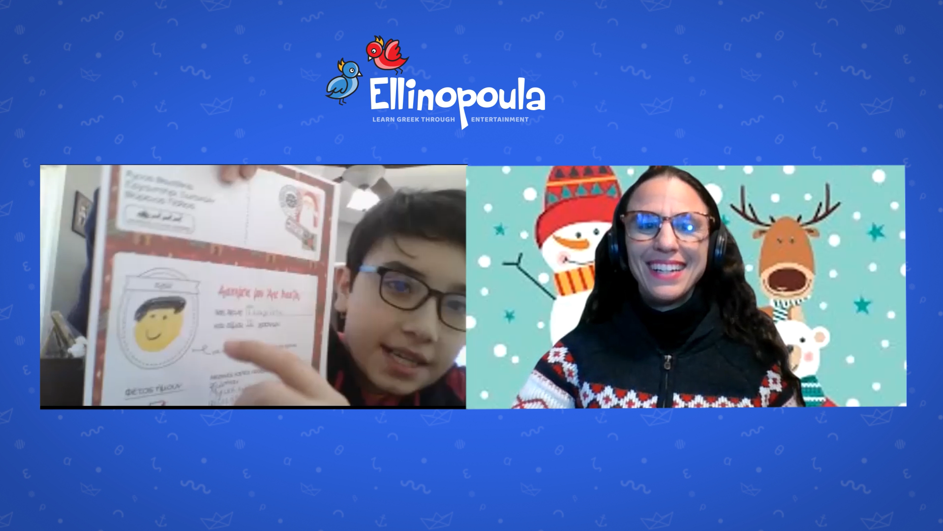 An Ellinopoula student and his Live Online Class teacher during class